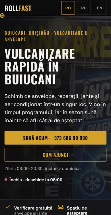 RollFast pe telefon: pagina principală