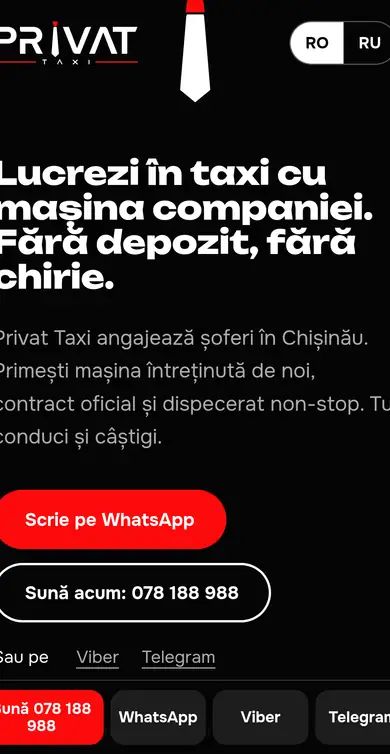 Privat Taxi pe telefon: pagina principală